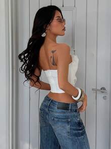 Women's Elegant Sexy Bold Avant-Garde Bandeau Corset Top - White - View 4