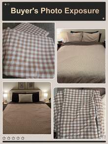 2/3pcs Brown Plaid Print Duvet Cover Set, Bedding Set, Comfortable And Breathable, Lightweight And Anti-Pilling, Machine Washable, Room Decor, Bedroom Decor, Dorm Bedding, All Season, Suitable For Twin/Full/Queen/King/California King Bed, Autumn Home Decor, No Filling Included - Multicolor - View 7