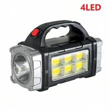 Lámpara de mano portátil recargable con 8/4 LED, linterna potente para acampada al aire libre, luz solar recargable por USB, antorcha con linterna de trabajo COB - Negro - Ver 14