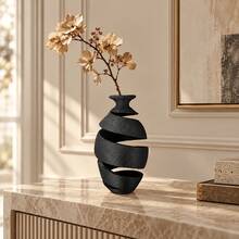 1pc 3D Printed Chaos Dried Flower Decorative Vase, Matte Frosted Material, Great For Model Home/Hotel/Home Decor, Perfect For Christmas, Halloween, Thanksgiving And Other Holiday Gifts And Decorations, Suitable For Home, Display Shelf, Hotel And Other Decor - New Model - View 4