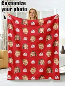 1pc Customized Flannel Blanket With Photo And Text, Office Nap Blanket, Comfortable Blanket, Mother's Day/Father's Day Gift For Parents, Bedding Blanket, Bed Custom Blanket, Custom Text Blanket, Personalized Home Decor Blanket - Multicolor - View 8