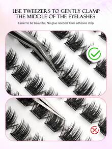 Asiteo 110pcs D Curl Glue-Free Self-Adhesive False Eyelash Clusters, Individual DIY Eyelash Extensions, Pre Glued Lashes Suitable For Daily - D - View 5