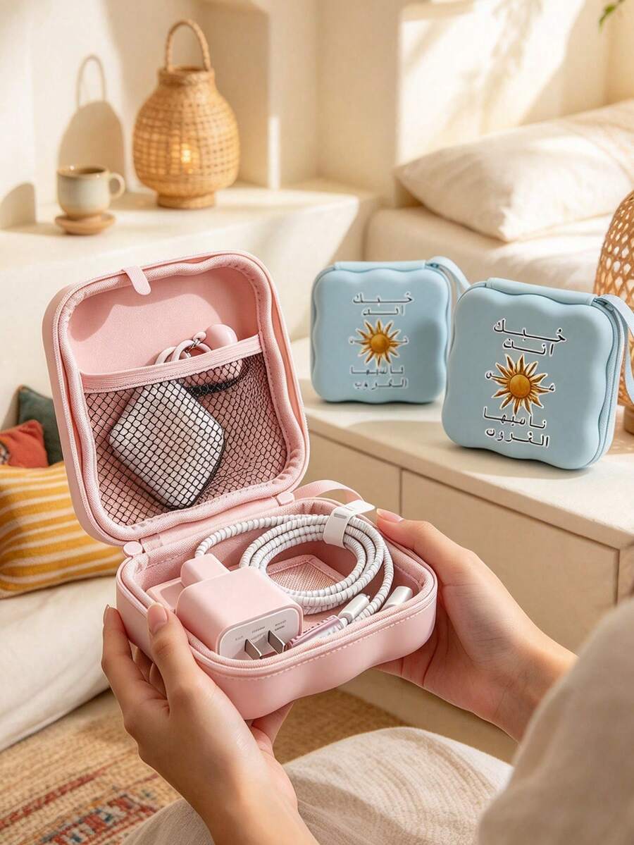 Túi đựng sạc, túi đựng kỹ thuật số in họa tiết mặt trời Ả Rập, túi đựng công nghệ hình vuông di động, phù hợp cho sạc máy ảnh CCD, tai nghe, thẻ, cáp dữ liệu, v.v., túi đựng cáp dữ liệu du lịch, túi đựng kỹ thuật số đa năng, quà tặng năm mới hoàn hảo, quà tặng sinh nhật, quà tặng ngày lễ, quà tặng cá nhân hóa cho gia đình, bạn bè, giáo viên - Nhiều màu - Xem 1
