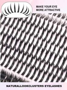 312 Clusters DIY Eyelash Extension Kit, European & American Style Thick & Voluminous Upper Lashes Paired With Defined Lower Lashes, Mixed Length Curly False Eyelashes, Suitable For Bold Cat Eye Makeup, Party, Nightclub, Wedding And Photography - D - View 4