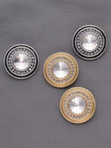 6pcs/Set Round Crystal Rhinestone Glass Metal Buttons, Hand-Sewn Decorative Buttons, Suitable For Fur Coats And Winter Jackets, Women's Fashion Accessories, Jewelry Making Crafts - Multicolor - View 12