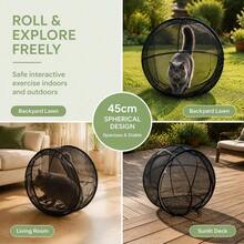 1pc Breathable Mesh Enclosure Pop-Up Cat Play Pen, Foldable Outdoor Cat Fence, Foldable Breathable Mesh Pet Enclosure With Zipper, Portable Lightweight Ball Cage, Suitable For Indoor Cats And Exercise - Multicolor - View 5