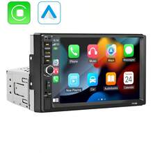 VENBES 7 Inch Double DIN Car Stereo Wired CarPlay Android Auto Mirroring MP5 Car Radio + 12LED Rear View Camera Bluetooth FM USB AUX - With Rear Camera - View 13
