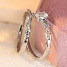 2pcs Fashion Minimalist Leaf Pattern Rings, Women's Handmade Ring Set, Ideal Gift For Women - Silver - View 4