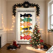 1PC Vintage Painted Fish Pattern Shower Curtain, 100% Polyester Quick-Dry, Includes Hooks, Machine Washable, All-Season Use, Bathroom Privacy Partition Curtain, Fits Multiple Shower Rods, Home Holiday Decor Curtain - A - View 4