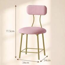 Fobyfurny Pink Makeup Stool With Backrest – Ergonomically Curved Backrest, Stable Metal Frame, Shape-Retaining Padding; Versatile, Non-Slip Seating For Home - Pink - View 6