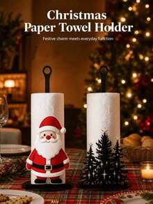 Santa Claus Style Kitchen Paper Towel Holder, Desktop Standing Roll Holder, Desktop Roll, Display And Storage, Santa Claus Design, Christmas Tree, Merry Christmas, Suitable For Kitchen, Bathroom, Living Room And Dining Room, Decorative Item To Create Warm Christmas Atmosphere - Multicolor - View 6