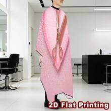 1pc 2D Flat Print Barber Tool Pattern Design Hairdresser Apron, Durable Polyester Material, Suitable For Haircutting, Hair Dyeing, Makeup And Styling, 2D Flat Style - Multicolor - View 2