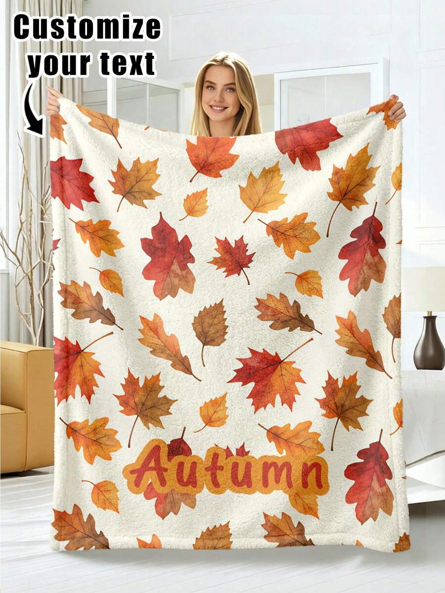 1pc Customized Flannel Blanket With Photo And Text, Office Nap Blanket, Comfortable Blanket, Mother's Day, Father's Day Gift For Parents, Bedding Blanket, Bed Custom Blanket, Custom Text Blanket, Personalized Home Blanket - Multicolor - View 1