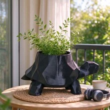 1/2pcs Low Poly Black Tortoise Hide A Key Planter, Outdoor Garden Secret Spare Key Hider, Geometric Turtle Flower Vase Decor, Multi-Use Succulent Pot Yard Entrance Desktop Tabletop Home Ornament - One Size - View 1