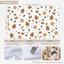 1pc Christmas Minimalist Gingerbread Man Pattern Tablecloth, Stain-Resistant Dining Table Decor Cloth, Suitable For Kitchen, Dining Table, Coffee Table, TV Cabinet, Entryway, Party Holiday Decoration, Home Decor, Christmas Gathering - Multicolor - View 12