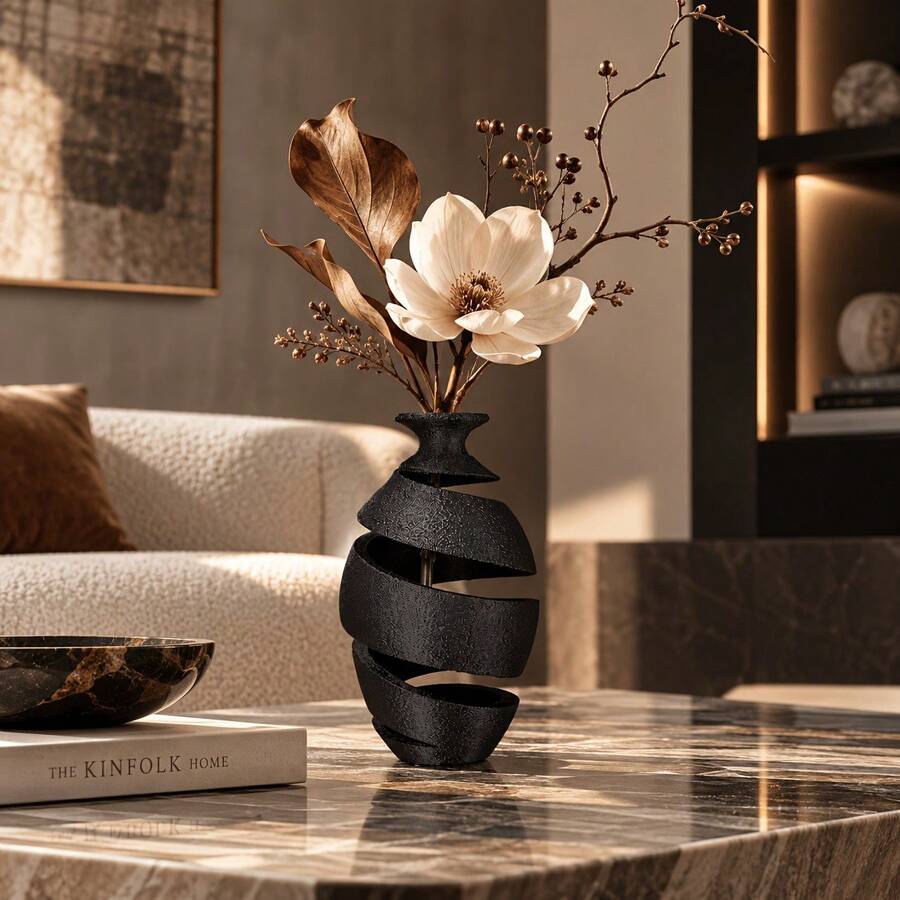 1pc 3D Printed Chaos Dried Flower Decorative Vase, Matte Frosted Material, Great For Model Home/Hotel/Home Decor, Perfect For Christmas, Halloween, Thanksgiving And Other Holiday Gifts And Decorations, Suitable For Home, Display Shelf, Hotel And Other Decor - New Model - View 1