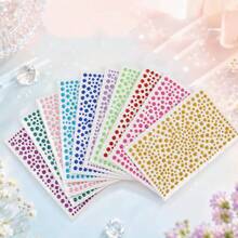 Self-Adhesive Rhinestone Face Gems, Acrylic Jewel Forehead Stickers For Wedding, Party, Celebration Decoration,Concert Look - Pink - View 40
