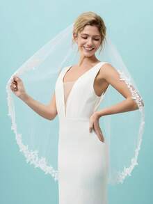 Wedding Veil 1 Tier With Metal Comb For Brides | Soft Tulle, Metal Comb, Perfect For Church, Beach Or Garden Wedding - Ivory - View 1