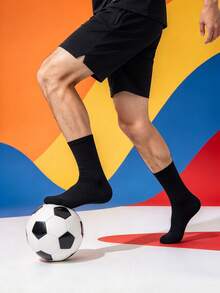 1/5/10/20 Pairs Men's Sports Running Socks, Solid Color Mid-Calf Socks, Minimalist All-Season Versatile Casual Socks - Multicolor - View 5