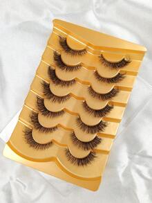 Hinarin 7 Pairs False Eyelashes Clear Band Cat Eye Lashes Faux Mink Lashes Natural Wispy Handmade Fake Lashes Reusable For Fashion Girls - Black - View 3