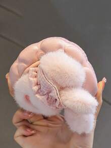 1 Pair Winter New Cute 3D Rabbit Princess Style Fuzzy Slippers - Pink - View 2