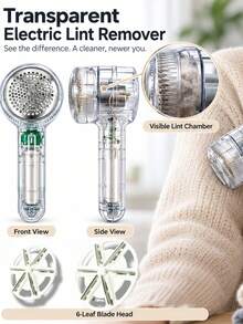 Portable Transparent Design Fabric Shaver - USB Rechargeable, 600mAh Battery. Multi-Functional Fabric Trimmer For Clothing, Bedding, Furniture And Carpets - Home Multi-Purpose Clothing Care And Lint Removal Tool. - Multicolor - View 3