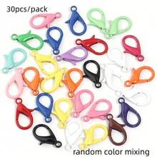 30pcs/Pack Colorful Enamel Lobster Clasp Keychain Accessories, Multi-Color Mixed Spring Buckle, Smooth Opening And Closing, Sturdy, Suitable For Making Bag Charms, Doll Pendants, DIY Handmade Jewelry Supplies, Multiple Bright Colors Available. - Lobster Clasp - View 12