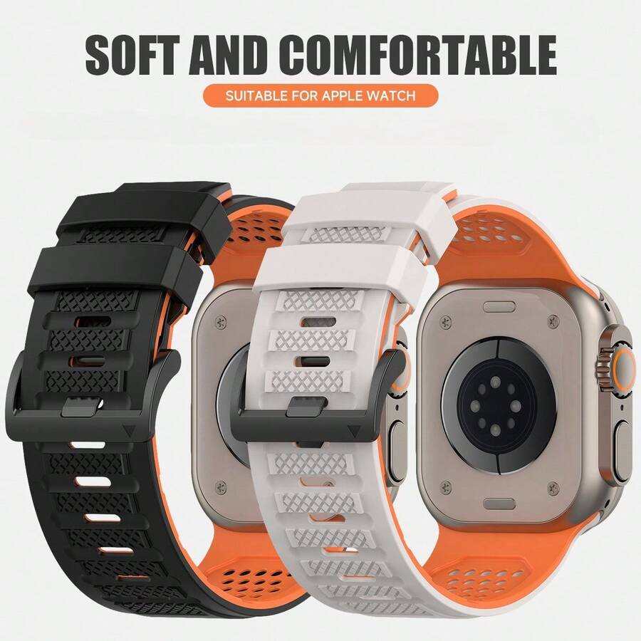 1PC Soft Breathable Adjustable Silicone Replacement Strap Compatible With Apple Watch Ultra 3 Ultra 2 SE 11 10 9 8 7 44 45 49mm