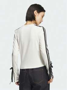 Adidas Women's DANCE LS TEE1 Long Sleeve Knit Collarless T-Shirt TKG3861 - White - View 3