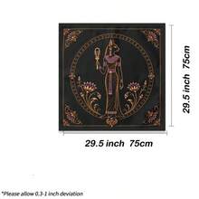 1pc Egyptian Bastet Cat Goddess Tarot Cloth, Witchy Square Altar Cloth Tarot Oracle Card Reading Mat, Golden Lotus Hieroglyph Print Table Cover Spiritual Home Decor - Multicolor - View 10