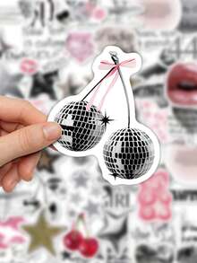 50pcs Silver Lucky Girl Stickers, Waterproof Cartoon Gift Decorative Stickers For Scrapbooking, Notebook, Laptop, Luggage, Guitar, Water Bottle, Phone Case, DIY - Multicolor - View 3