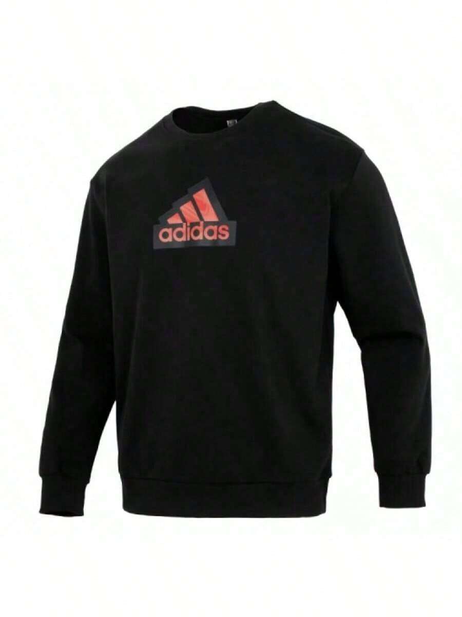 Adidas Men's Sweatshirt Autumn/Winter New Sports Casual Small Logo Simple Basic Loose Comfortable Crew Neck Pullover IT3989 - Black - View 1
