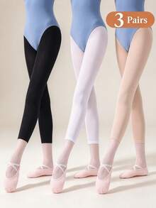3pcs/Set Solid Color Fashion Children's Dance Practice Tights, Elegant Soft Comfortable Tights, Suitable For All Seasons, Multiple Colors Available - Multicolor - View 52