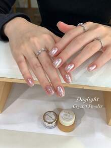 Crystal Nail Art Powder, High Transparency Aurora Powder, Sunlight Iridescent Glitter, Can Be Paired With Any Base Color, Silver-Rimmed Transparent Jar, Nail Art Supplies, Suitable For Female Students, Makeup Tools, Vanity Decor, Room Decoration, Bedroom Vanity - Multicolor - View 4