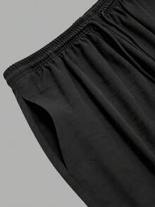 Plus Size Women's Drawstring Waist Pocket Wide Leg Loose Casual Long Pants - Black - View 8