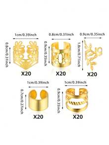 50pcs Elegant Braided Hair Accessories Adjustable Hair Rings Exquisite Pattern Vintage Style Women's Dreadlock Ornaments - Gold - View 14