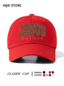 1pc Unisex Leopard Print JESUS Letter Baseball Cap, Scripture Pattern Adjustable Curved Brim Baseball Cap, Outdoor Casual Faith Theme - A - View 4