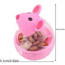 Interactive Cat Feeder Toy, Rolling Mouse Design, Pink & White Mouse Head Wobble Food Dispenser Ball, Battery-Free, Suitable For Kittens And Adult Cats Feeding Training - View 2