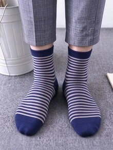 3 Pairs Random Men's Navy Style Anchor & Ship Wheel Print Mid-Calf ...