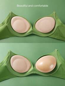 1 Pair Self-Adhesive Breast Pads, Soft Oval Reusable Breast Inserts, Invisible Push-Up Pads, Suitable For Halter Tops, Bikinis, Wedding Dresses, Nude / Black 2 Colors Available - Multicolor - View 4