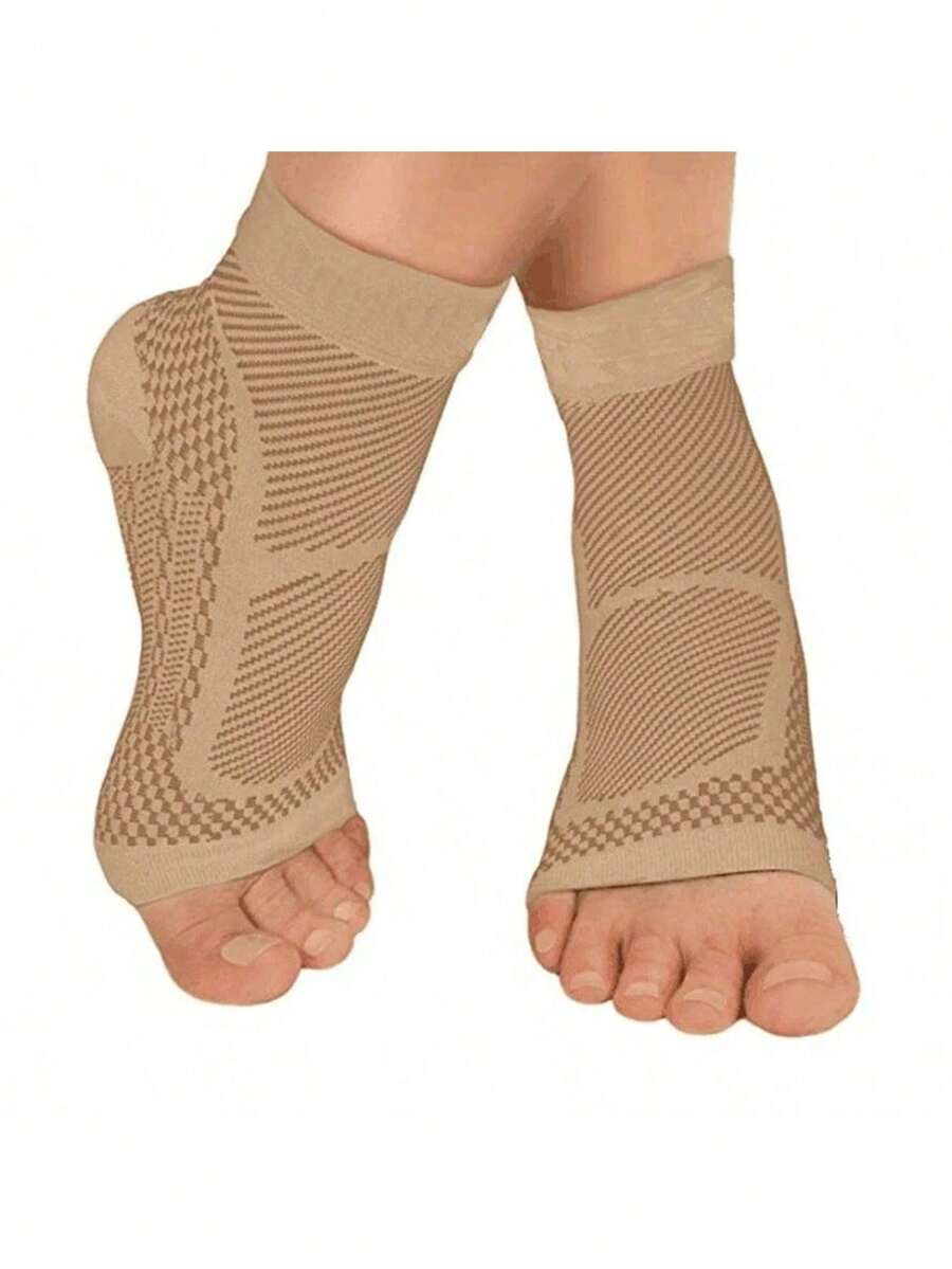 1 Pair Sport Compression Socks,Unisex Elastic Compression Open-Toe Heel Socks,Unisex Outdoor Sports Compression Socks,20-30 MmHg Foot Compression Sleeves For Ankle/Heel Support, Increase Blood Circulation,For Daily Wearing And Outdoor Activities - Multiple Styles - View 1
