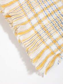 1pc Korean Style Colorblock Plaid Women's Scarf With Tassel Design, Autumn/Winter Outfit Accessory - Multicolor - View 8
