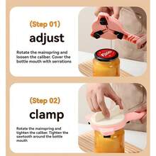 1pc 3-Tooth Adjustable Can Opener, Long Handle Manual Lid Opener, Non-Slip Textured Handle, Multi-Size Bottle Cap Opening Tool, Suitable For Kitchen, Canned Food, Bottles, Easy-To-Rotate Can Opener, Home Cooking And Daily Use - View 6