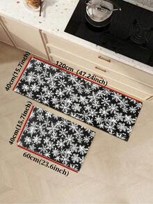 1/2pcs Christmas Kitchen Decor Rug, Black & White Snowflake Winter Kitchen Rug And Mat, Non-Slip Washable Absorbent Kitchen Accessories Decor Mat, Christmas Holiday Gift! - Multicolor - View 15
