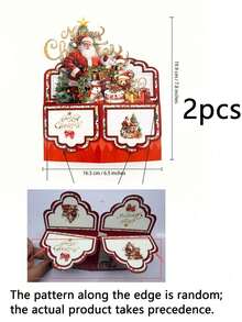 2/1pc 3D Christmas Greeting Card, Pop-Up Card With Santa Claus, Reindeer And Tree Design, Red Paper Holiday Card With Envelope, Suitable For Christmas Party Invitation For Family And Friends - One Size Fits All - View 13