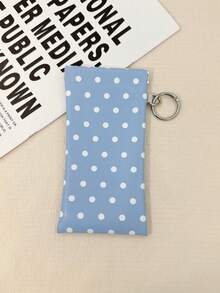 1pc PU Leather Cute Polka Dot Portable Spring Hinge Glasses Case, Auto-Closing Design, With Hook And Built-In Cleaning Cloth, Portable Glasses Protection Storage Bag - Multicolor - View 11