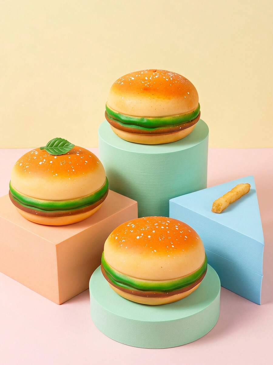POKOJA LAND A Hamburger Squeeze Toy, Real And Cute, Stress Toy, Fidget Toy,Squishy Toy, Squishy Slow Rising,Toy For Teens, A Great Gift For Party, Birthday And Holiday. - Multicolor - View 1