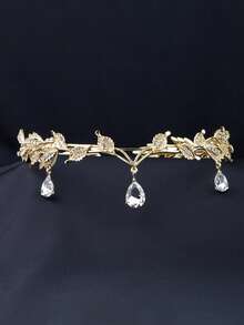 Fashionable Crystal Leaf Crown Headband, Fully Studded With Diamonds, Vintage Fairy Princess Jewelry, Suitable For Bride Wedding - Multicolor - View 2
