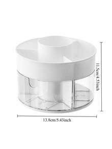1pc Rotatable Round Plastic Hair Accessories Storage Box, Clear Divided Desktop Organizer, For Girls Hair Clips Hair Ties, Bedroom Vanity Birthday Christmas Gift - White - View 7