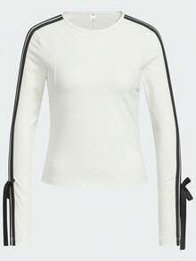 Adidas Women's DANCE LS TEE1 Long Sleeve Knit Collarless T-Shirt TKG3861 - White - View 2